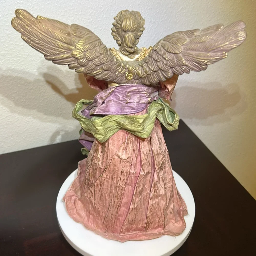 Vintage Angel Cartapesta-style paper-mache Christmas tree topper / statue
